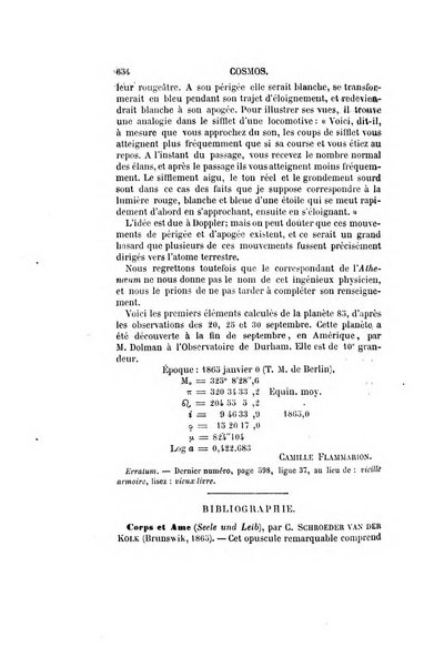 Le cosmos revue encyclopedique hebdomadaire des progres des sciences et de leurs applications aux arts et a l'industrie