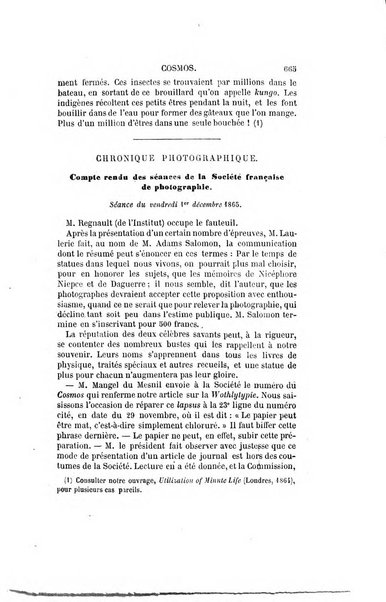 Le cosmos revue encyclopedique hebdomadaire des progres des sciences et de leurs applications aux arts et a l'industrie