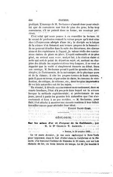 Le cosmos revue encyclopedique hebdomadaire des progres des sciences et de leurs applications aux arts et a l'industrie