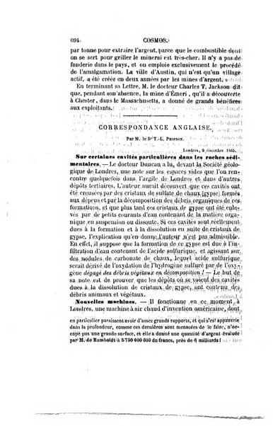 Le cosmos revue encyclopedique hebdomadaire des progres des sciences et de leurs applications aux arts et a l'industrie