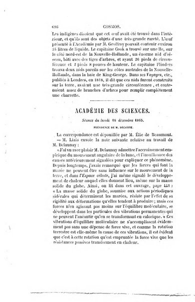 Le cosmos revue encyclopedique hebdomadaire des progres des sciences et de leurs applications aux arts et a l'industrie