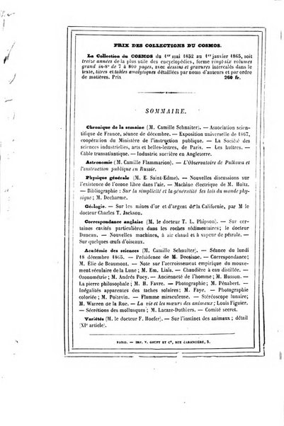 Le cosmos revue encyclopedique hebdomadaire des progres des sciences et de leurs applications aux arts et a l'industrie