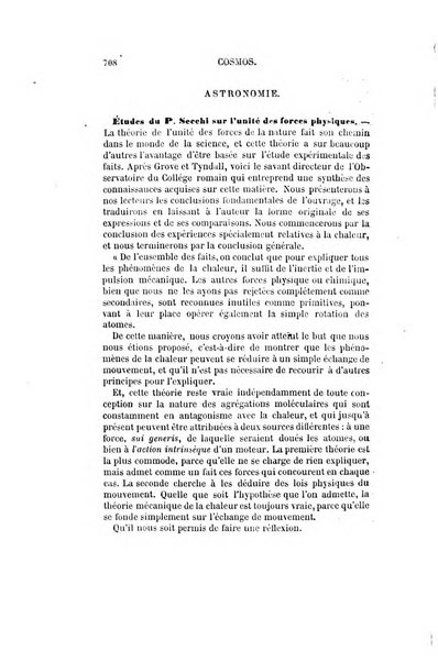 Le cosmos revue encyclopedique hebdomadaire des progres des sciences et de leurs applications aux arts et a l'industrie