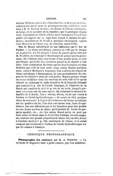 Le cosmos revue encyclopedique hebdomadaire des progres des sciences et de leurs applications aux arts et a l'industrie