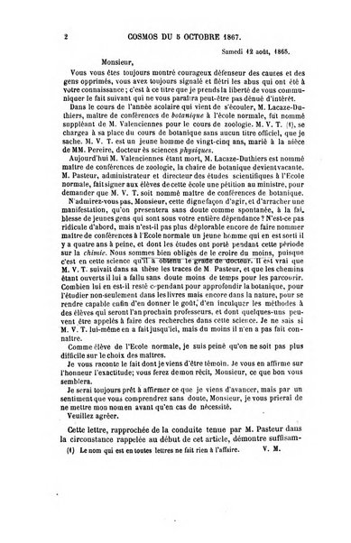 Le cosmos revue encyclopedique hebdomadaire des progres des sciences et de leurs applications aux arts et a l'industrie