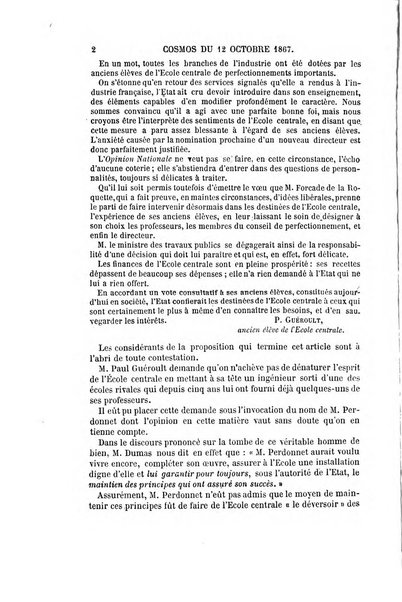 Le cosmos revue encyclopedique hebdomadaire des progres des sciences et de leurs applications aux arts et a l'industrie