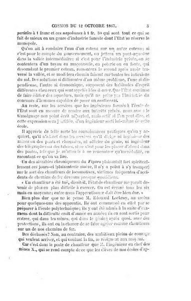 Le cosmos revue encyclopedique hebdomadaire des progres des sciences et de leurs applications aux arts et a l'industrie