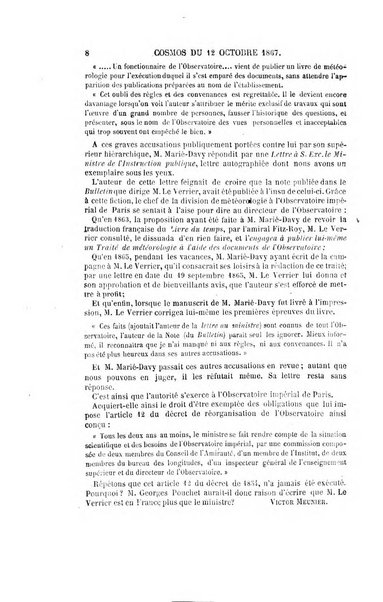 Le cosmos revue encyclopedique hebdomadaire des progres des sciences et de leurs applications aux arts et a l'industrie