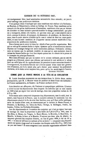 Le cosmos revue encyclopedique hebdomadaire des progres des sciences et de leurs applications aux arts et a l'industrie