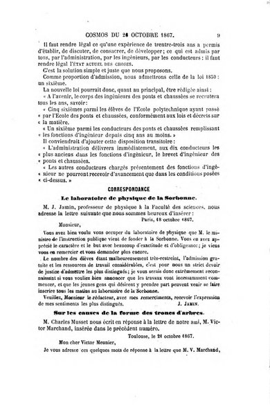 Le cosmos revue encyclopedique hebdomadaire des progres des sciences et de leurs applications aux arts et a l'industrie