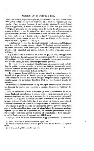 Le cosmos revue encyclopedique hebdomadaire des progres des sciences et de leurs applications aux arts et a l'industrie