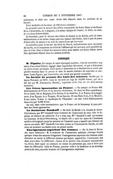 Le cosmos revue encyclopedique hebdomadaire des progres des sciences et de leurs applications aux arts et a l'industrie