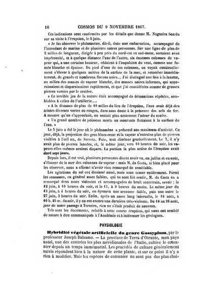 Le cosmos revue encyclopedique hebdomadaire des progres des sciences et de leurs applications aux arts et a l'industrie