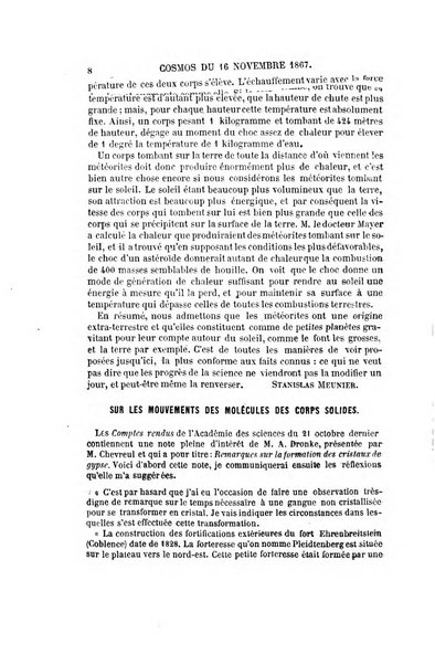 Le cosmos revue encyclopedique hebdomadaire des progres des sciences et de leurs applications aux arts et a l'industrie