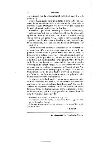 Le cosmos revue encyclopedique hebdomadaire des progres des sciences et de leurs applications aux arts et a l'industrie