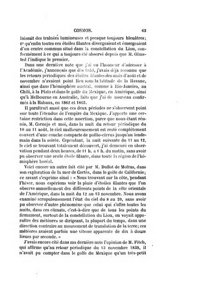 Le cosmos revue encyclopedique hebdomadaire des progres des sciences et de leurs applications aux arts et a l'industrie