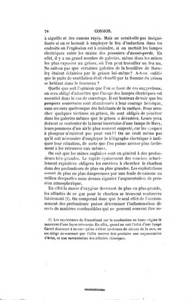 Le cosmos revue encyclopedique hebdomadaire des progres des sciences et de leurs applications aux arts et a l'industrie