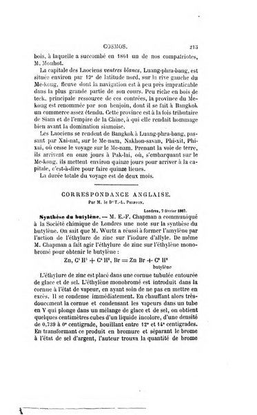 Le cosmos revue encyclopedique hebdomadaire des progres des sciences et de leurs applications aux arts et a l'industrie