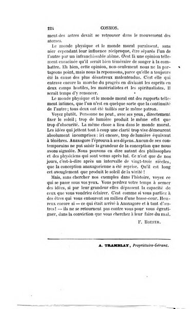 Le cosmos revue encyclopedique hebdomadaire des progres des sciences et de leurs applications aux arts et a l'industrie