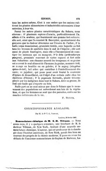 Le cosmos revue encyclopedique hebdomadaire des progres des sciences et de leurs applications aux arts et a l'industrie