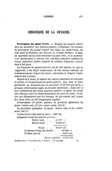 Le cosmos revue encyclopedique hebdomadaire des progres des sciences et de leurs applications aux arts et a l'industrie