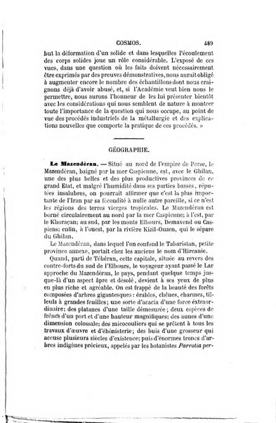 Le cosmos revue encyclopedique hebdomadaire des progres des sciences et de leurs applications aux arts et a l'industrie