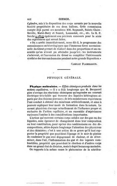 Le cosmos revue encyclopedique hebdomadaire des progres des sciences et de leurs applications aux arts et a l'industrie