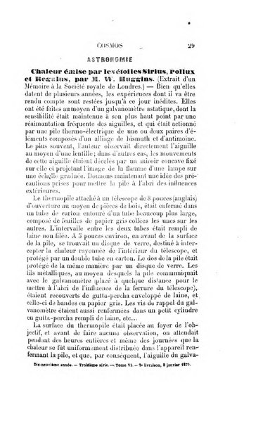 Le cosmos revue encyclopedique hebdomadaire des progres des sciences et de leurs applications aux arts et a l'industrie