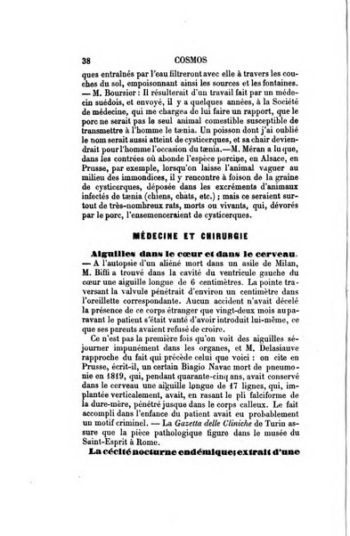 Le cosmos revue encyclopedique hebdomadaire des progres des sciences et de leurs applications aux arts et a l'industrie