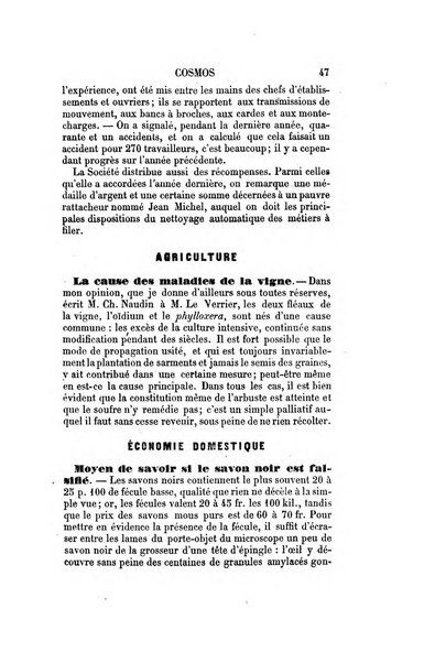 Le cosmos revue encyclopedique hebdomadaire des progres des sciences et de leurs applications aux arts et a l'industrie