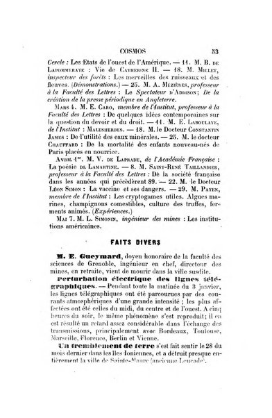 Le cosmos revue encyclopedique hebdomadaire des progres des sciences et de leurs applications aux arts et a l'industrie