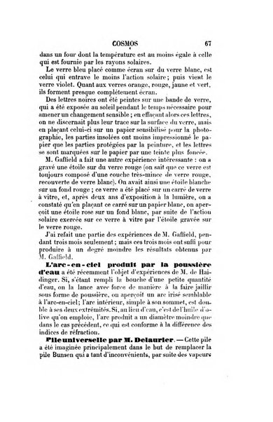 Le cosmos revue encyclopedique hebdomadaire des progres des sciences et de leurs applications aux arts et a l'industrie