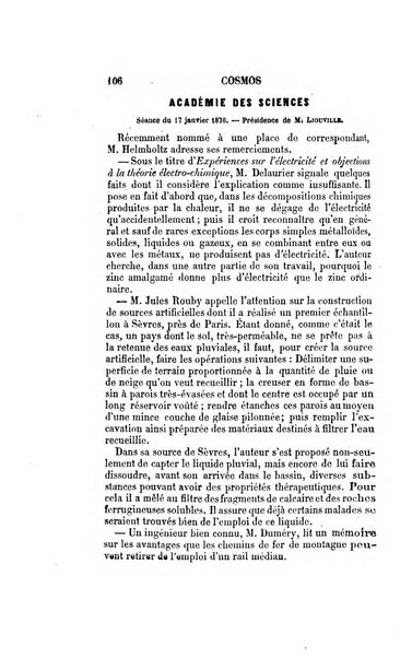 Le cosmos revue encyclopedique hebdomadaire des progres des sciences et de leurs applications aux arts et a l'industrie