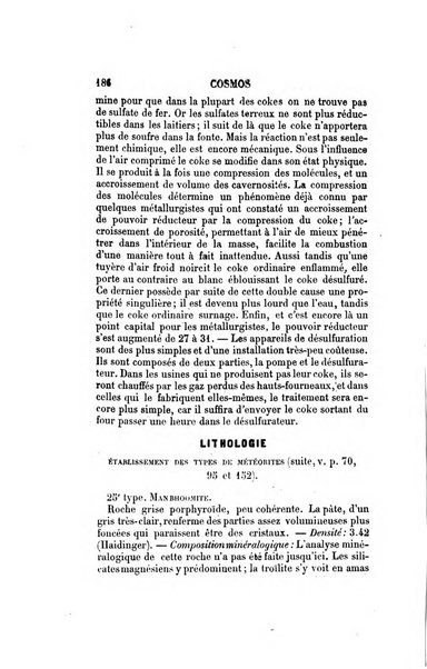 Le cosmos revue encyclopedique hebdomadaire des progres des sciences et de leurs applications aux arts et a l'industrie