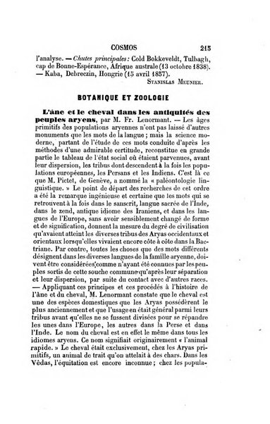 Le cosmos revue encyclopedique hebdomadaire des progres des sciences et de leurs applications aux arts et a l'industrie