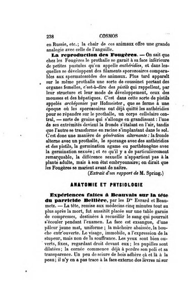 Le cosmos revue encyclopedique hebdomadaire des progres des sciences et de leurs applications aux arts et a l'industrie