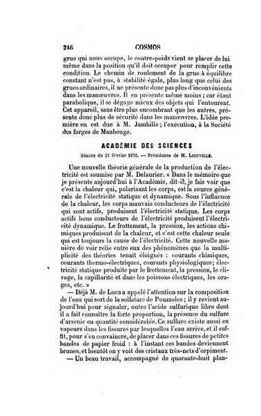 Le cosmos revue encyclopedique hebdomadaire des progres des sciences et de leurs applications aux arts et a l'industrie