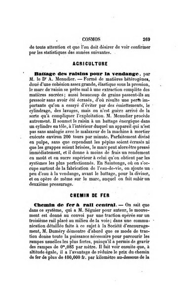 Le cosmos revue encyclopedique hebdomadaire des progres des sciences et de leurs applications aux arts et a l'industrie