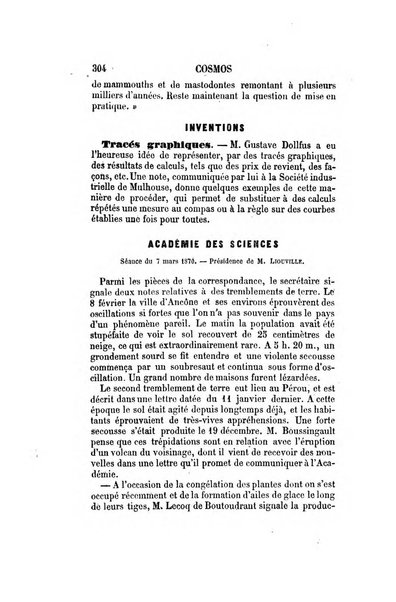 Le cosmos revue encyclopedique hebdomadaire des progres des sciences et de leurs applications aux arts et a l'industrie