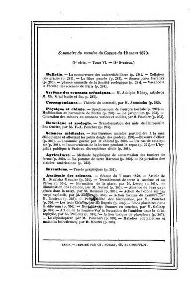 Le cosmos revue encyclopedique hebdomadaire des progres des sciences et de leurs applications aux arts et a l'industrie