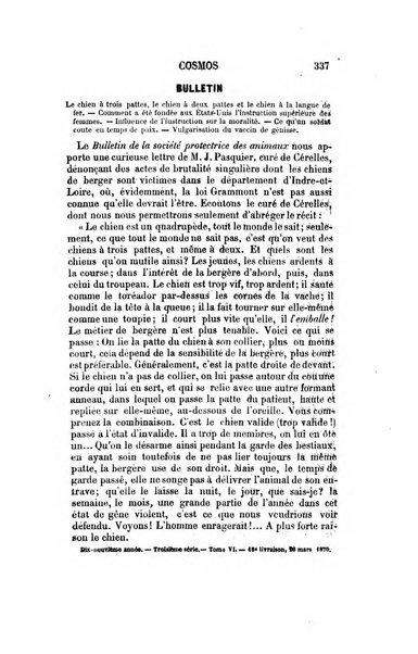 Le cosmos revue encyclopedique hebdomadaire des progres des sciences et de leurs applications aux arts et a l'industrie