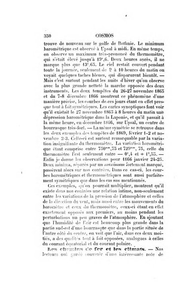 Le cosmos revue encyclopedique hebdomadaire des progres des sciences et de leurs applications aux arts et a l'industrie