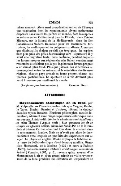 Le cosmos revue encyclopedique hebdomadaire des progres des sciences et de leurs applications aux arts et a l'industrie