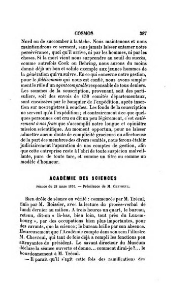 Le cosmos revue encyclopedique hebdomadaire des progres des sciences et de leurs applications aux arts et a l'industrie