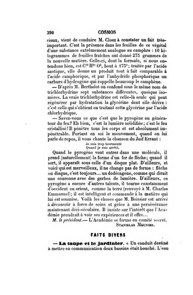 Le cosmos revue encyclopedique hebdomadaire des progres des sciences et de leurs applications aux arts et a l'industrie