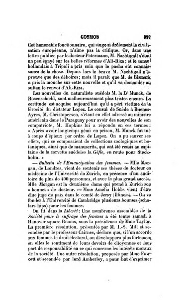 Le cosmos revue encyclopedique hebdomadaire des progres des sciences et de leurs applications aux arts et a l'industrie