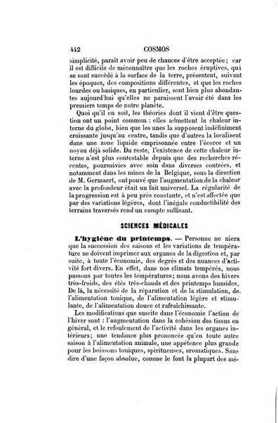 Le cosmos revue encyclopedique hebdomadaire des progres des sciences et de leurs applications aux arts et a l'industrie