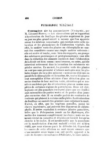 Le cosmos revue encyclopedique hebdomadaire des progres des sciences et de leurs applications aux arts et a l'industrie