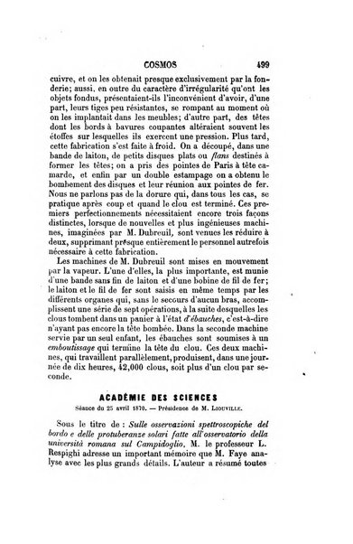 Le cosmos revue encyclopedique hebdomadaire des progres des sciences et de leurs applications aux arts et a l'industrie