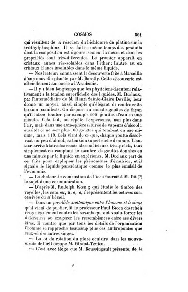 Le cosmos revue encyclopedique hebdomadaire des progres des sciences et de leurs applications aux arts et a l'industrie